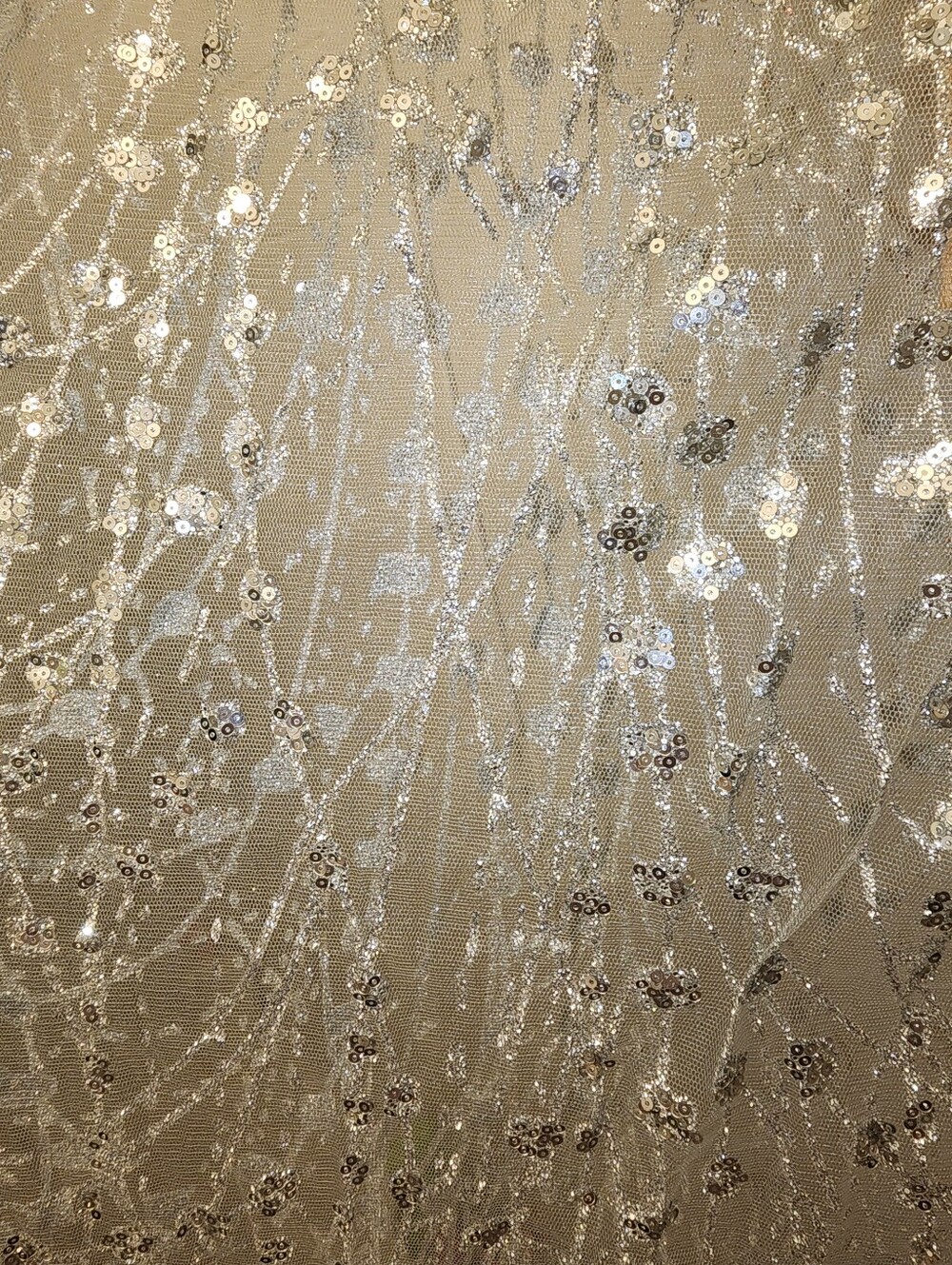 Split Silver Sequin Maxi Dress with Nude Bodysuit, Medium - Picture 7 of 10